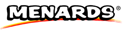Menards logo with bold black letters and a red and yellow swoosh underneath.