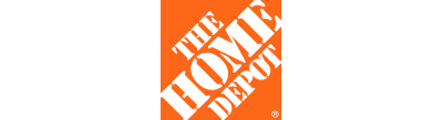 The Home Depot logo in white text on an orange background, shown at an angle.