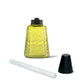 Yellow geometric-patterned water bottle with black lid and straw.