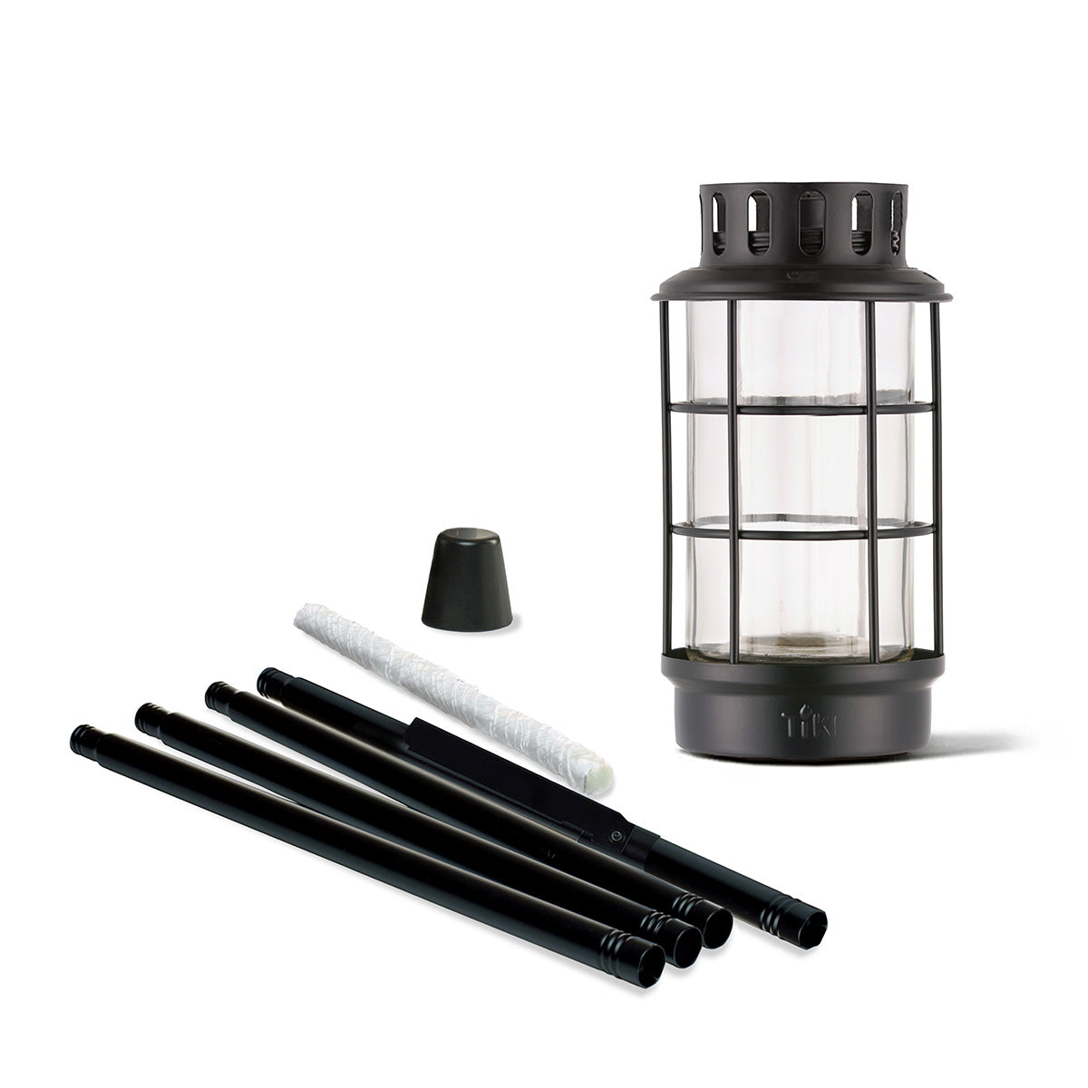Black Tiptop Lantern with glass panels, tripod legs, and accessories.