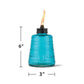 Blue Tiki torch, 6" tall, 3" wide, with flame.