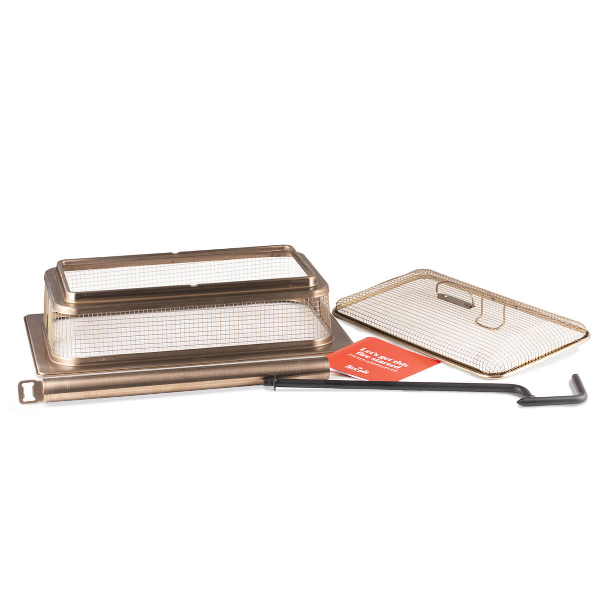 Bronze wire mesh grill grates and tools set.