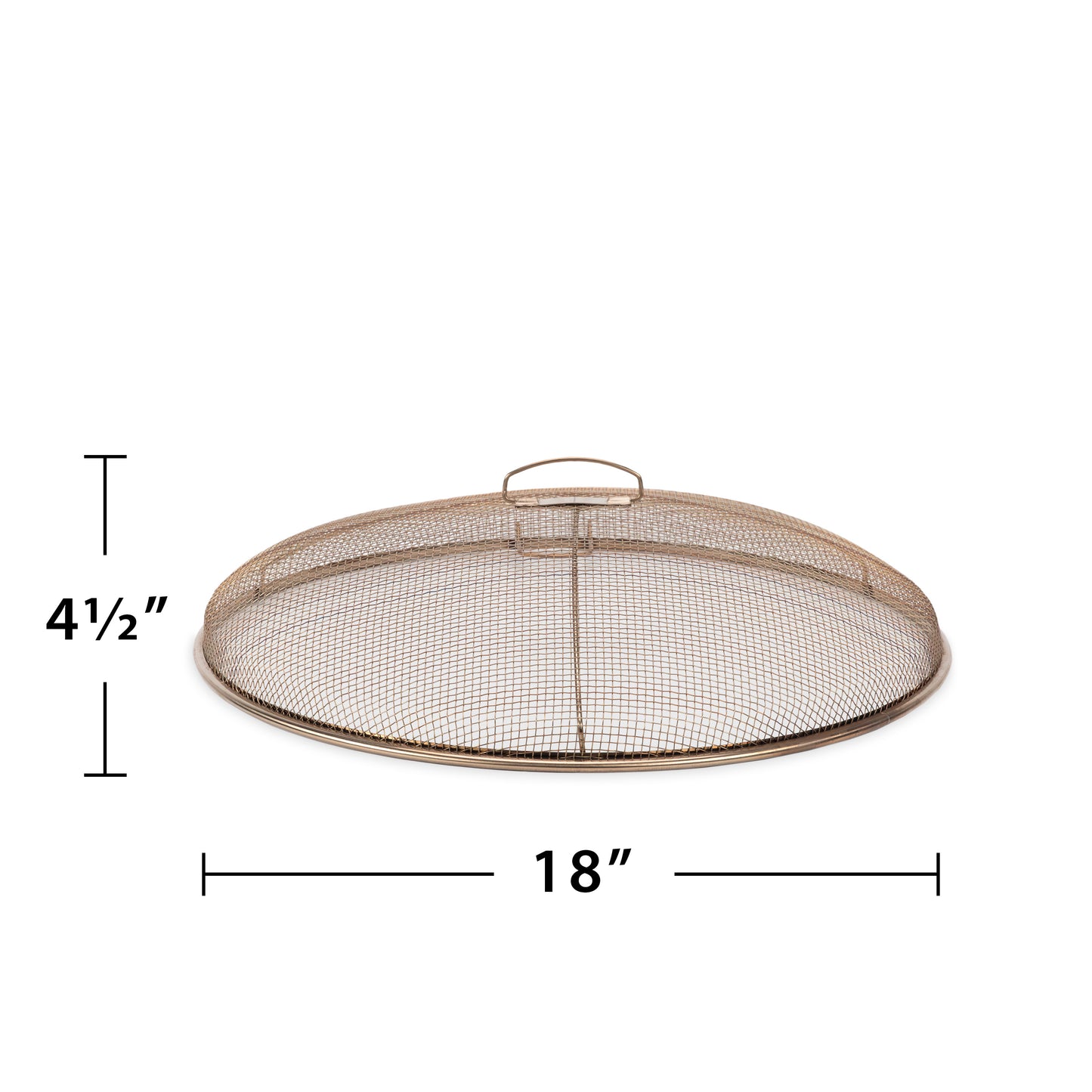 Gold mesh fire pit cover, 18" diameter, 4.5" tall.