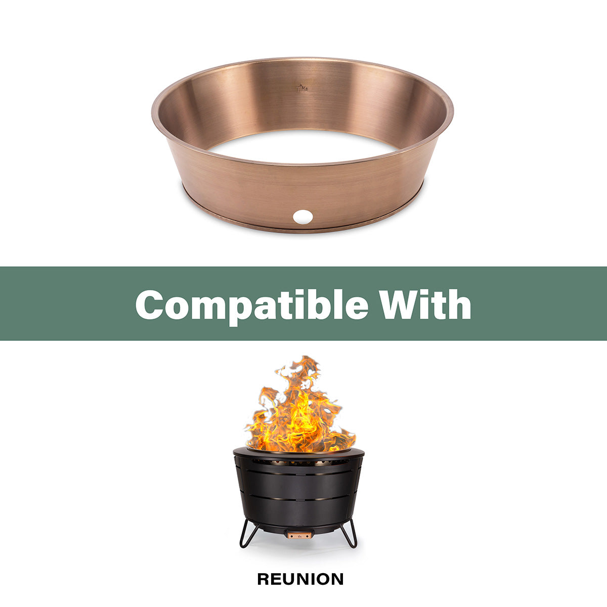 Copper fire pit bowl compatible with UNIO fire pit.