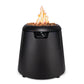 Black Tiki gas fire pit with adjustable flame and lava rocks.