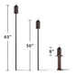 Tall black torches in 65", 50", and 8" sizes with flame details.