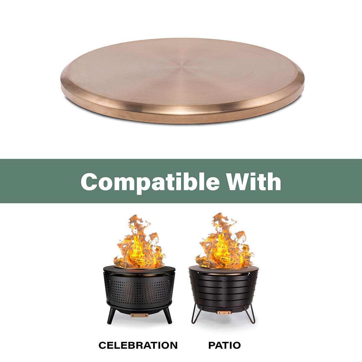 Bronze fire pit lid compatible with various fire pit models.