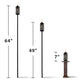Black torches in three sizes: 64", 49", and 7".