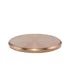Copper-colored round metal tray with smooth surface.