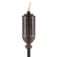 Bronze Tiki torch with flame and decorative cutouts.