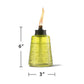 Yellow glass Tiki torch with flame, 6" tall, 3" wide.