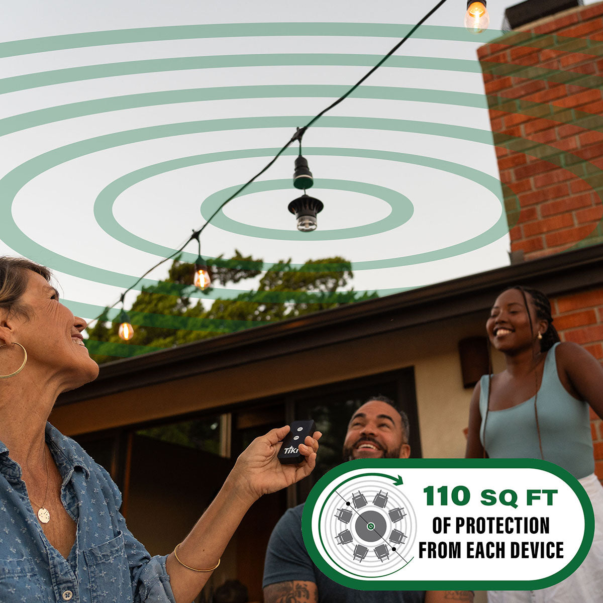 Black Tiki remote control for outdoor lighting system.