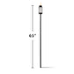65-inch black outdoor torch with a metal grid lantern top and visible flame. Tall, sleek design for garden or patio lighting.