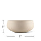 Beige ceramic bowl, 7" diameter, 3" height.