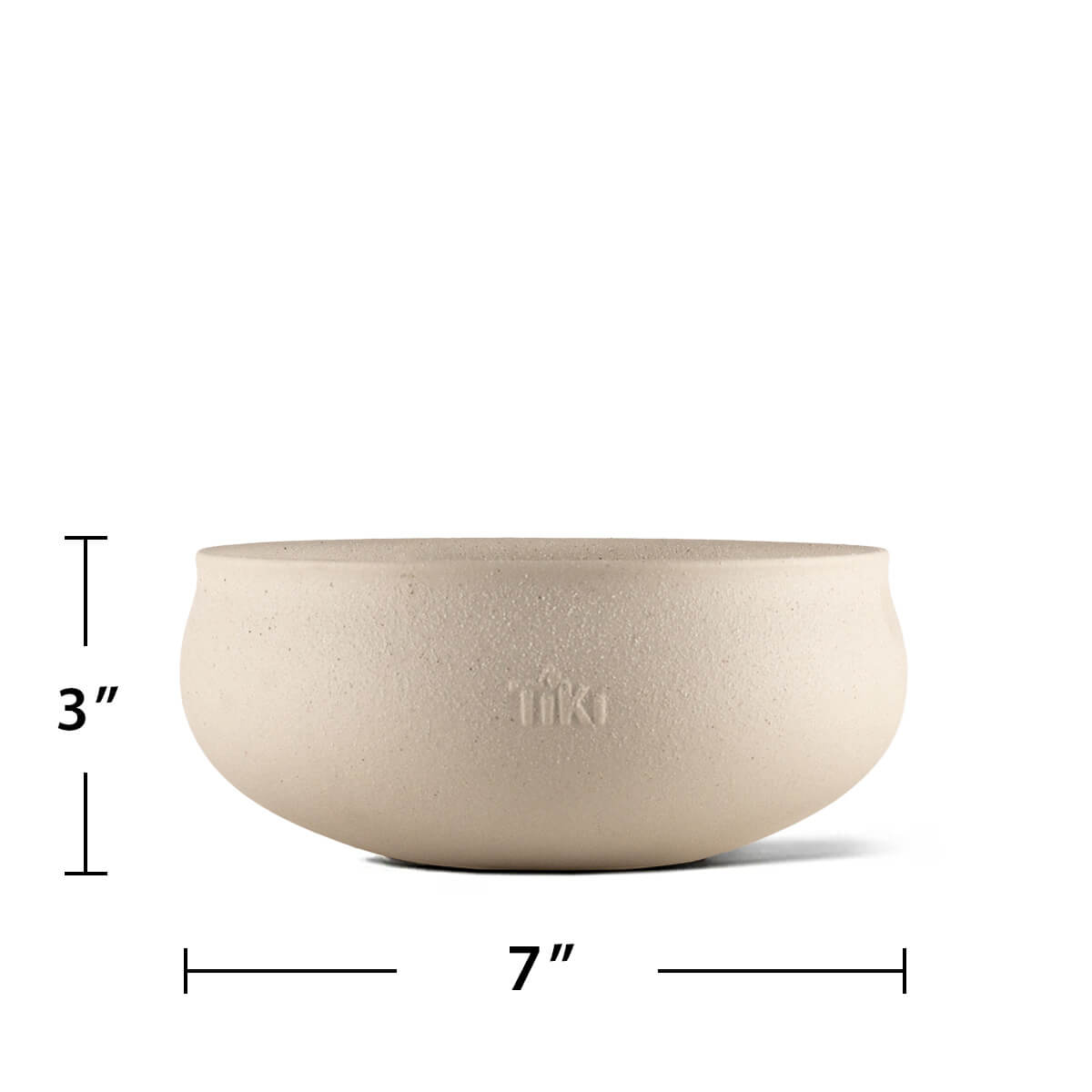 Beige ceramic bowl, 7" diameter, 3" height.