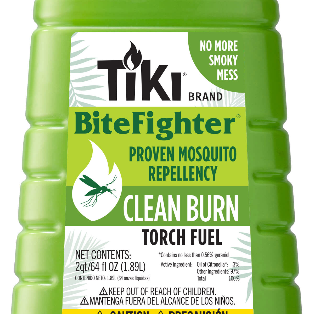 Green Tiki Brand BiteFighter Torch Fuel, proven mosquito repellent, clean burn, 2qt/64 fl oz (1.89L).
