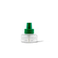 Clear plastic bottle with green screw-on cap, likely an insect repellent refill.