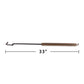 33-inch bronze metal hook with curved end and straight handle.