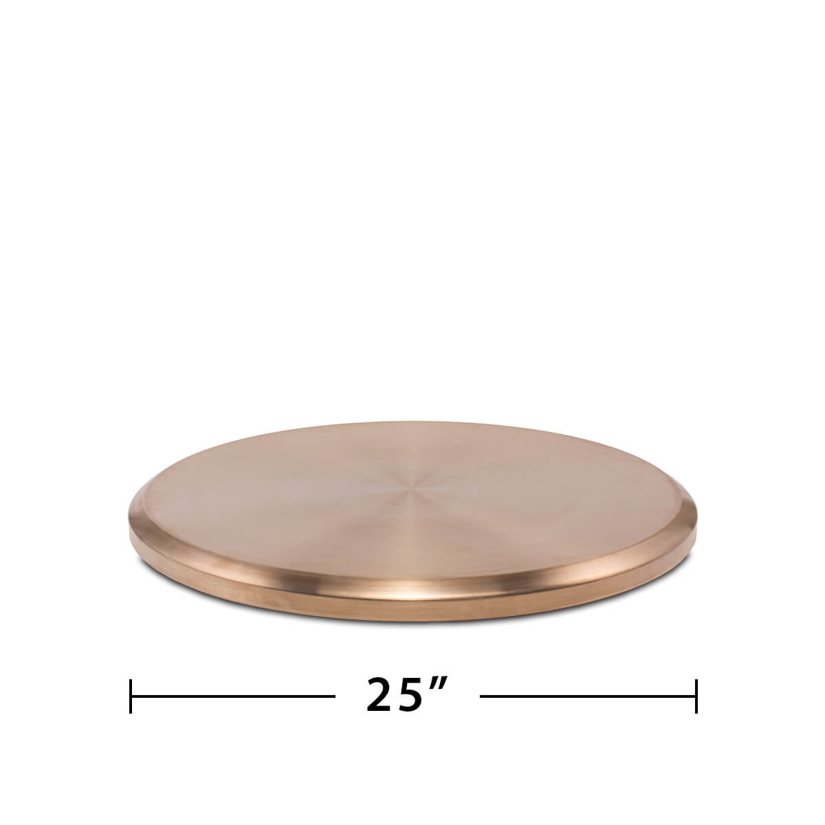 Rose gold round table top, 25 inches diameter.