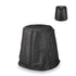 Black outdoor grill cover and matching black grill.