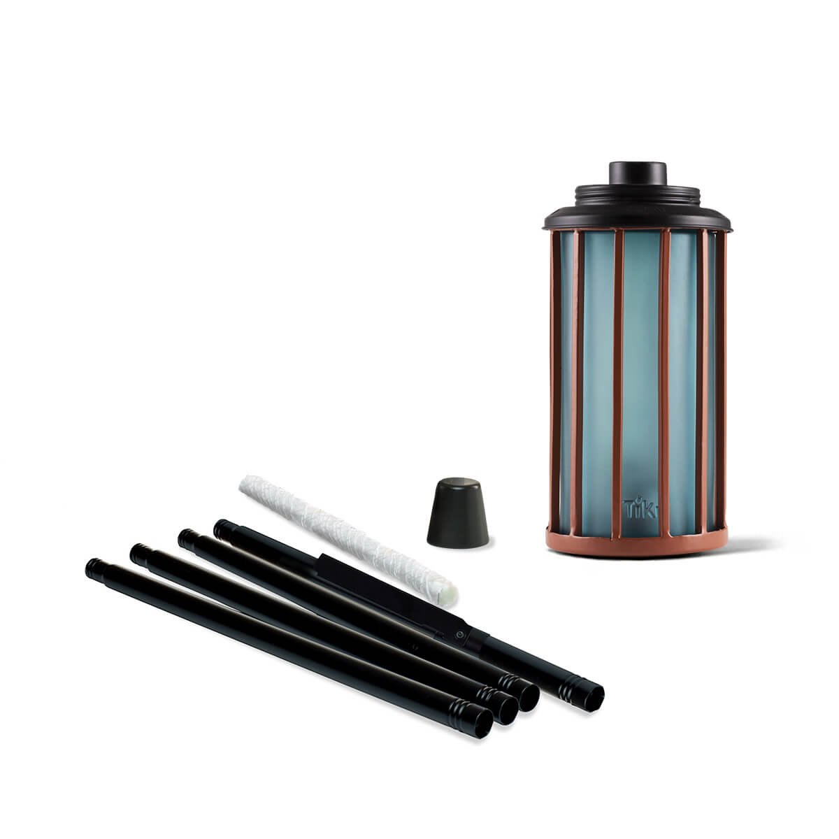 Black Tik filter system with rods and cleaning brush.