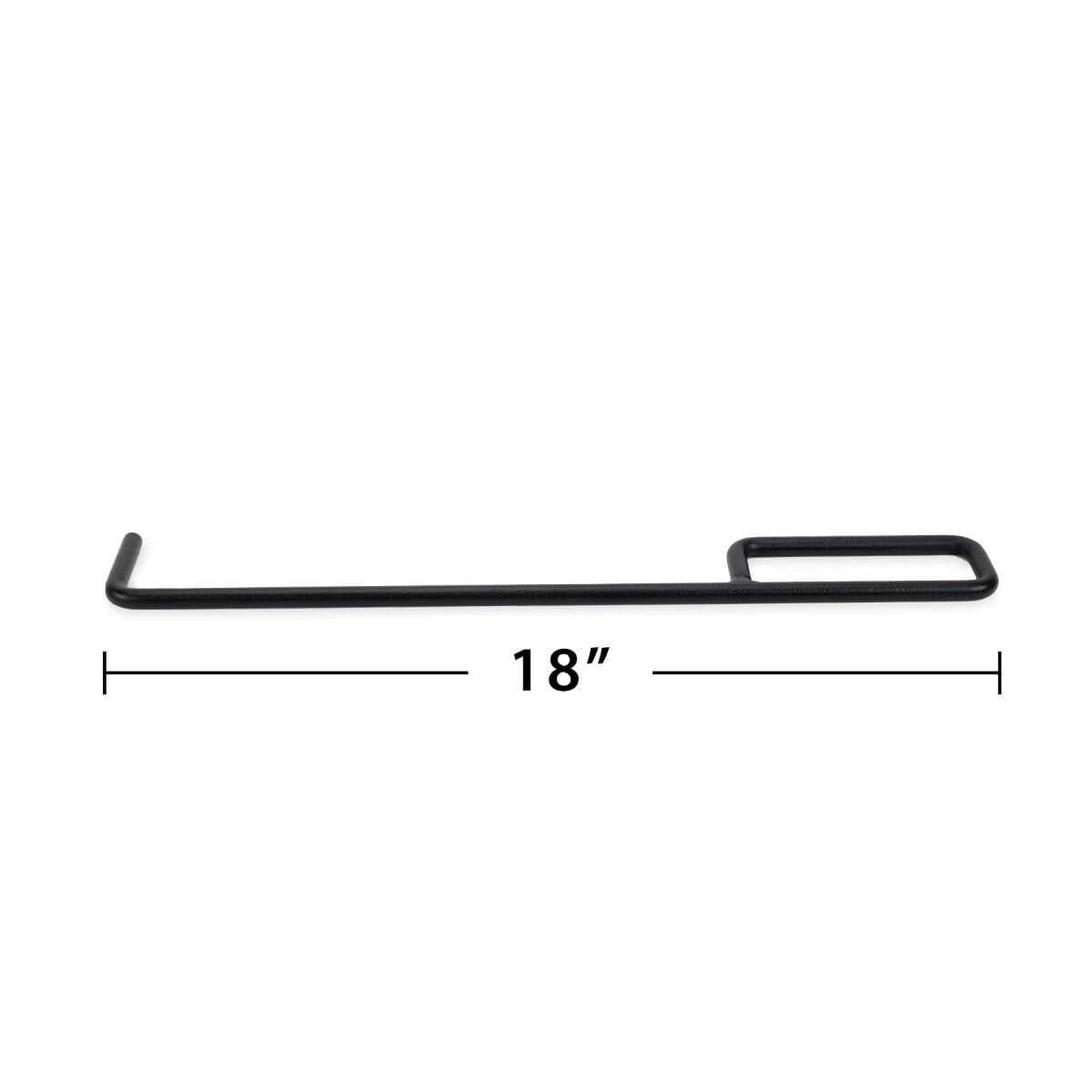Black metal tool with 18-inch length measurement.