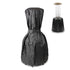 Black patio heater cover and black patio heater with glass top.