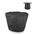 Black outdoor patio heater with protective cover.