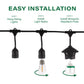 String lights with mosquito repellent pods, easy installation steps shown.