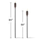 Tall black torches, 65" and 50" heights, with flame tops.
