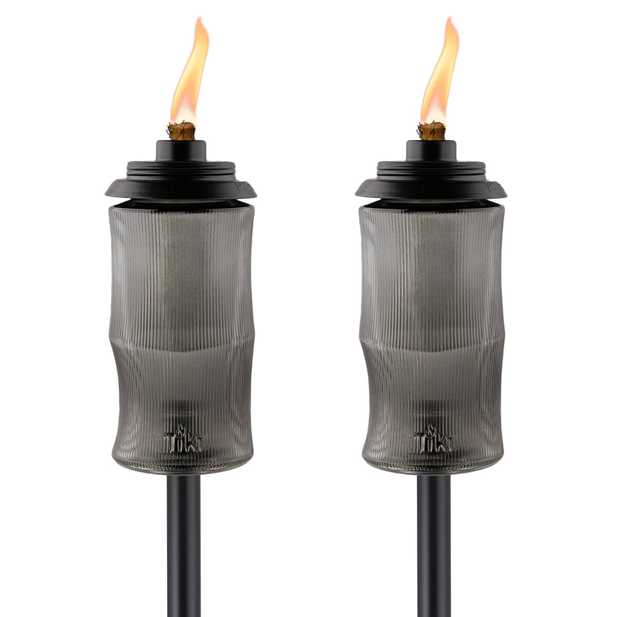 Gray TIKI torches with black bases and flame.